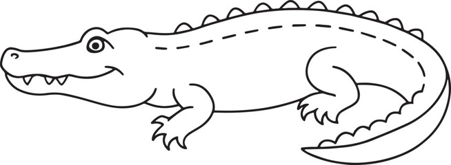 Cute Alligator Coloring Page Illustration For Kids Vector Illustration