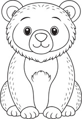 Adorable Cartoon American Black Bear Coloring Page Vector Illustration