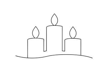 Three candles line drawing simple minimalist design