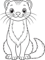 Adorable American Mink Coloring Page Animal Illustration For Kids Vector Illustration