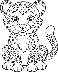 Adorable Amur Leopard Coloring Page Wildcat Illustration Vector Illustration