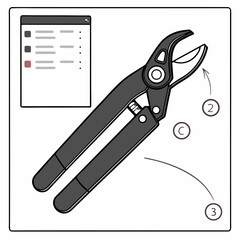 Illustrated guide using pruning shears gardening tool