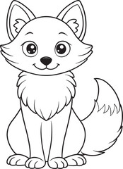 Adorable Cartoon Arctic Fox Coloring Page For Kids Activities Vector Illustration