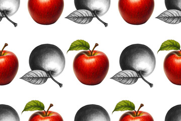 Seamless Pattern with Realistic and Hand-Drawn Graphic Vintage Cherries.