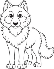 Fototapeta premium Adorable Cartoon Arctic Wolf Line Art For Coloring Pages And Kids Books Vector Illustration