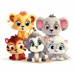 Adorable Cartoon Animal Vector Illustration for Kids' Products and Designs