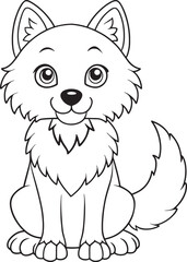 Adorable Cartoon Arctic Wolf Coloring Page Design For Kids Vector Illustration