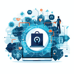 Professional Cyber Security Design Vector Illustration for Data Protection Concepts