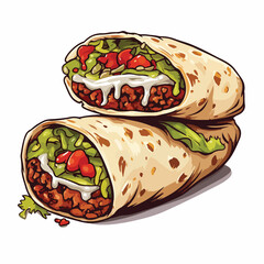 Authentic Mexican Burrito Detailed Style Icon Vector for Food Design Projects