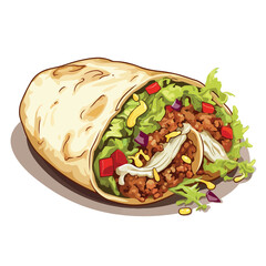 Authentic Delicious Mexican Burrito Detailed Style Icon Vector for Food Lovers