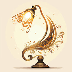 Elegant Desk Lamp Ornament Light Decoration Vector Illustration for Interior Design