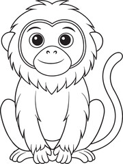 Adorable Cartoon Baboon Illustration For Kids Coloring Pages And Books Vector Illustration