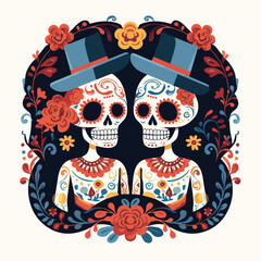 Mexican Day of the Dead Celebration Lettering Card for Festive Cultural Event