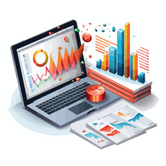 Illustration of Economic and COVID-19 Statistics with Arrows Showing Impact and Recovery Trends