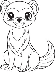 Adorable Black Footed Ferret Coloring Page Animal Illustration Vector Illustration