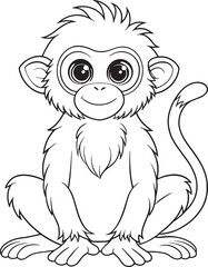 Adorable Black Howler Monkey Coloring Page Animal Illustration Vector Illustration