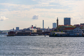 Gothenburg city skyline with Gota river on sunny day, Sweden