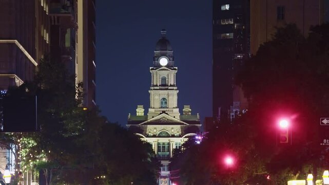 Close Up of Fort Worth, Texas Courthouse at Night