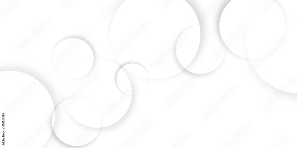 Poster Abstract background with circle white abstract geometric background with soft light white paper circles in design .Gray abstract. Modern design background for report and project presentation template.