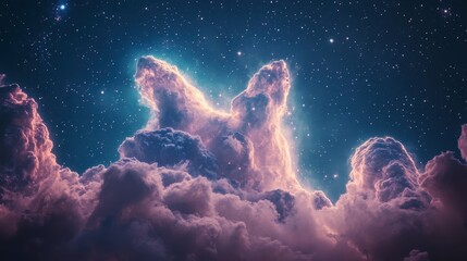 Fototapeta premium Starry sky with clouds and distant stars creating a breathtaking cosmic scene filled with wonder and celestial beauty