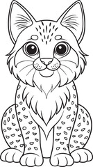 Adorable Bobcat Coloring Page Cute Wildlife Animal Drawing Vector Illustration