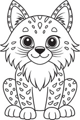 Adorable Bobcat Coloring Page Printable Cute Animal Design Vector Illustration