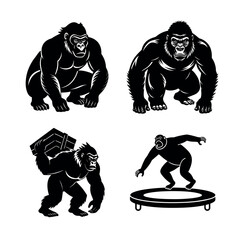Fototapeta premium Gorilla Silhouettes Strong, Powerful, and Versatile Vector Illustrations