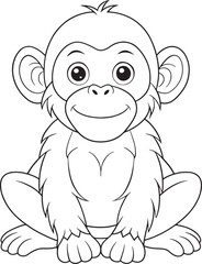 Obraz premium Adorable Baby Monkey Coloring Page Cute Primate Animal Illustration Vector Illustration