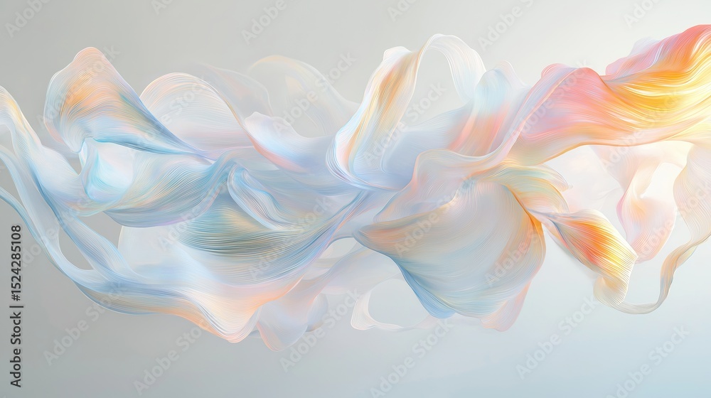 Aufkleber Abstract holographic swirl of colorful flowing lines and iridescent brushstroke texture on a soft minimal background