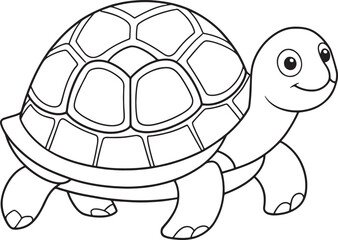Adorable Cartoon  Box Turtle Outline For Coloring Pages And Kids Activities Vector Illustration