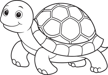 Adorable Cartoon Box Turtle Coloring Page Printable Design Vector Illustration