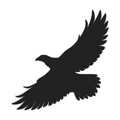 Obraz premium Flying bird silhouettes: an elegant vector illustration of an eagle in flight alongside a serene dove of peace, symbolizing freedom and nature