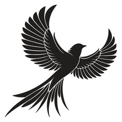 Obraz premium Flying eagle silhouette vector illustration with outstretched wings, a symbol of nature's majestic birds of prey