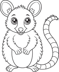 Adorable Cartoon Brushtaile Possum Coloring Page Rodent Illustration Vector Illustration