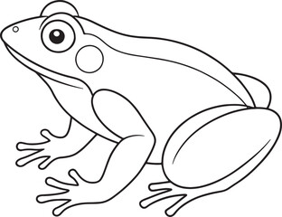 Cute Bullfrog Line Art Illustration For Kids Coloring Pages Vector Illustration