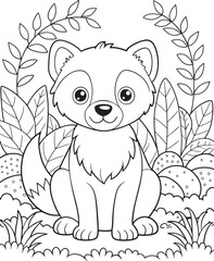 Adorable Bush Dog Coloring Page Animal Illustration For Kids Vector Illustration