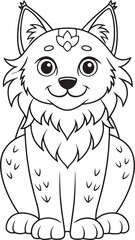 Adorable Canadian Lynx Kitten Coloring Page Cute Animal Drawing For Kids Vector Illustration