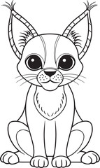Obraz premium Adorable Cartoon Caracal Coloring Page Printable For Kids Vector Illustration