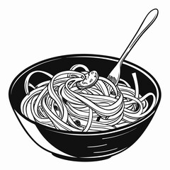 Delicious spaghetti in a bowl with fork
