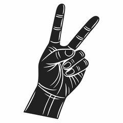 Hand gesture peace sign victory two fingers up