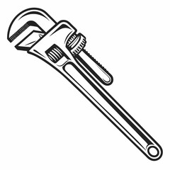 Professional pipe wrench illustration isolated on white