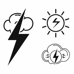 Lightning bolt icons cloud sun energy power
