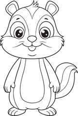 Adorable Chipmunk Coloring Page For Kids Vector Illustration