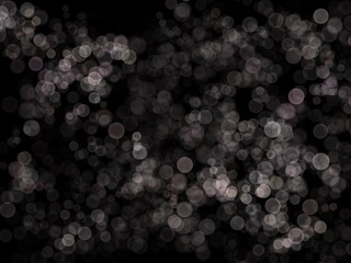 Abstract Black Background with Grey and White Bokeh Lights Perfect for Festive Designs and Elegant Presentations (Created by graphics program)