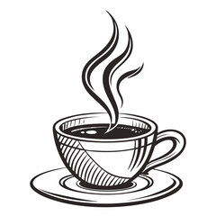 Steaming hot cup of coffee on saucer