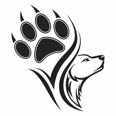Wolf paw print tribal design graphic element