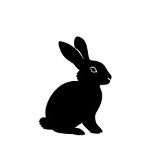 Fototapeta premium a black silhouette of a rabbit on a transparent background black, bunny, rabbit, silhouette, sit , Generative art.