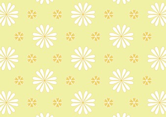 Seamless Pastel Yellow Floral Pattern Background with White and Gold Flowers Perfect for Spring or Summer Designs (Created by graphics program)