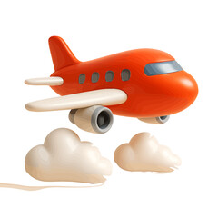 A charming red airplane soaring through fluffy clouds a perfect scalable graphic for travel logos and website design
