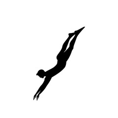 a black silhouette of a person jumping into the water black, jump, man, person, silhouette, swimmer, water , Generative art.